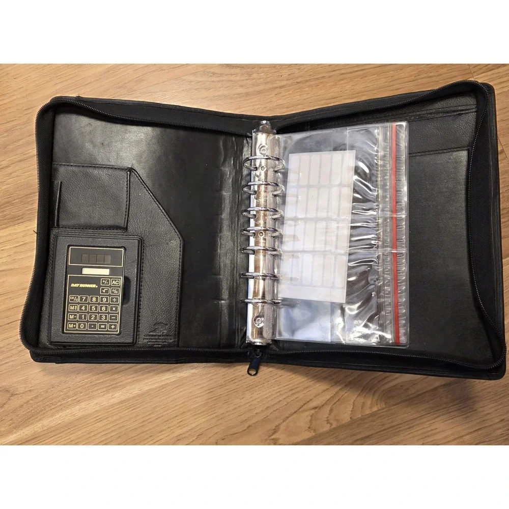 Vintage Day Runner Pro Business System 22464 Black Leather 7-Ring Binder Planner